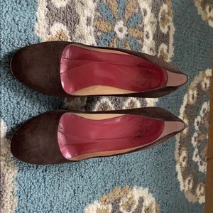 Kate Spade brown suede wedge heels